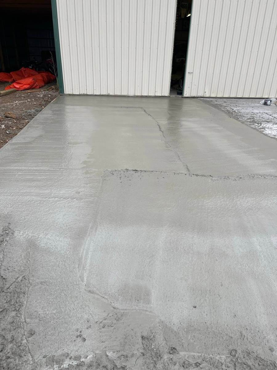 Finished concrete slab pour