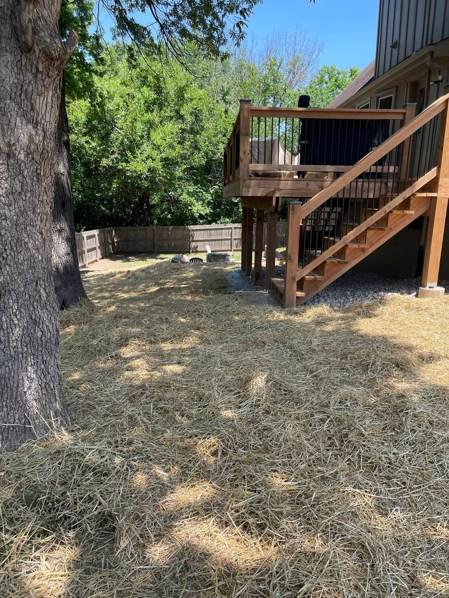 Deck building with fresh yard restoration