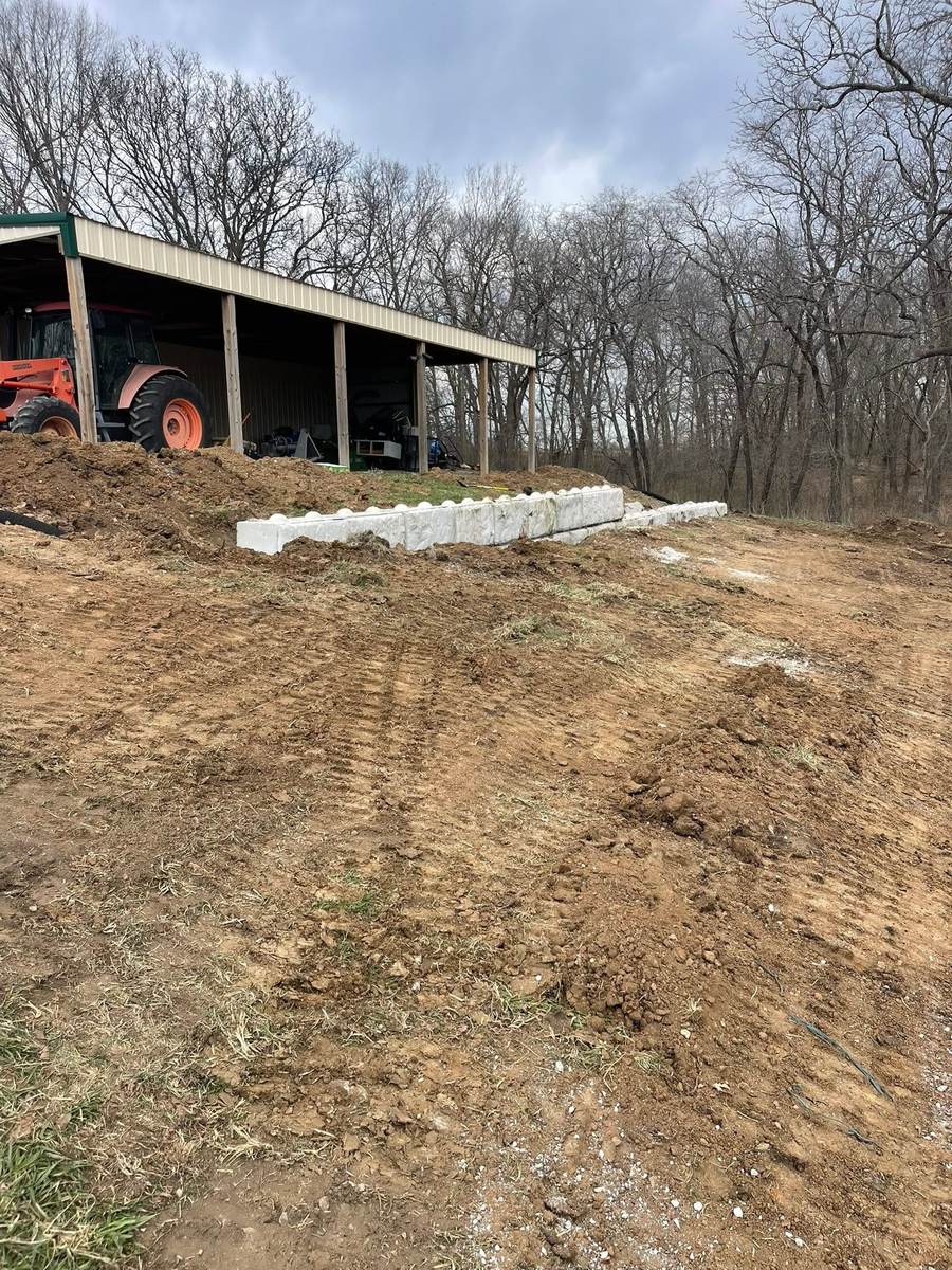 Retaining wall under construction